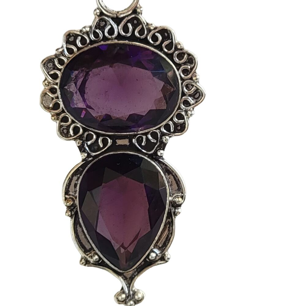 Sterling Silver Amethyst Pendant Necklace - 20-Inch Snake Chain
